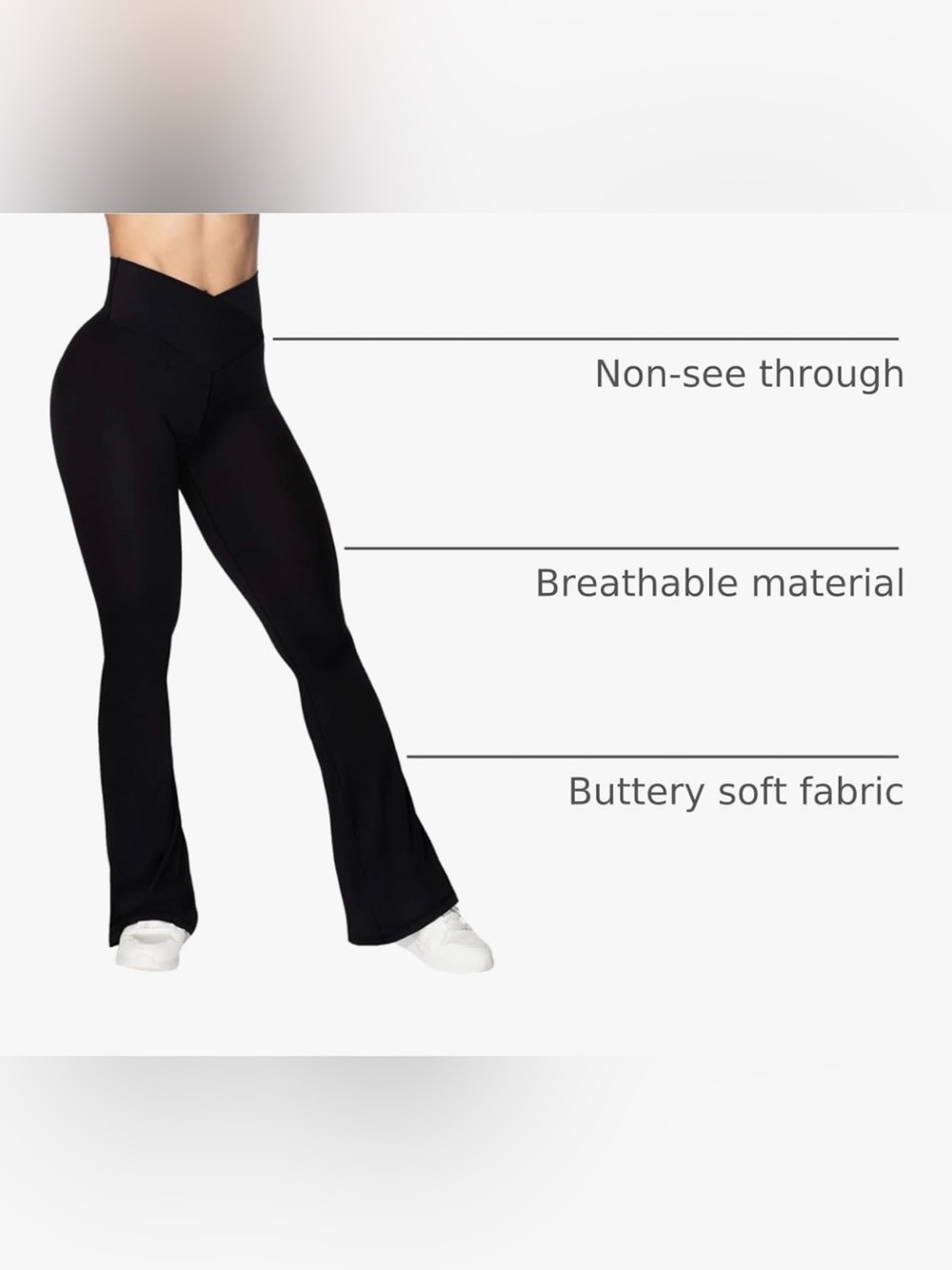 Sunzel Flare Crossover Yoga Pants- Tummy Control, High-Waisted -Wide Leg - Picture 4 of 12